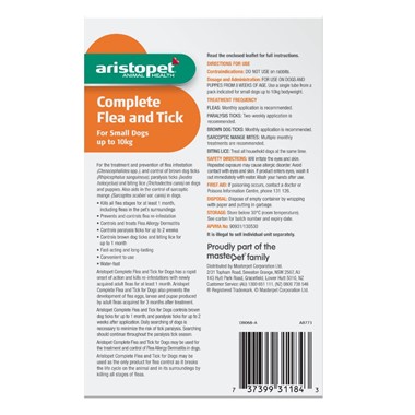 Flea and Tick spot on Treatment for Small Dogs up to 10kg